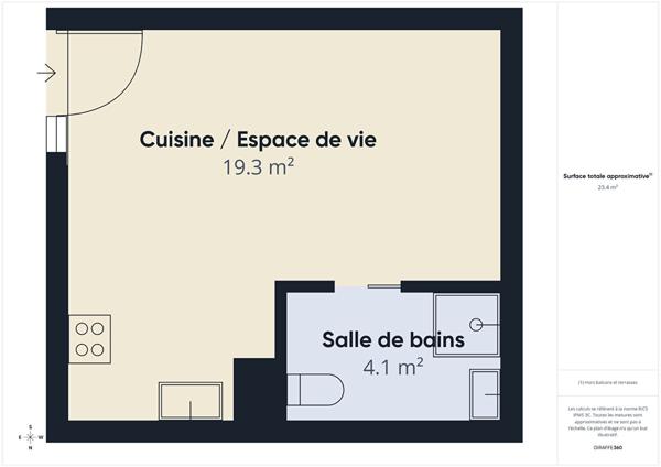 Appartement Tain L Hermitage 1 pièce(s) 23.9 m2