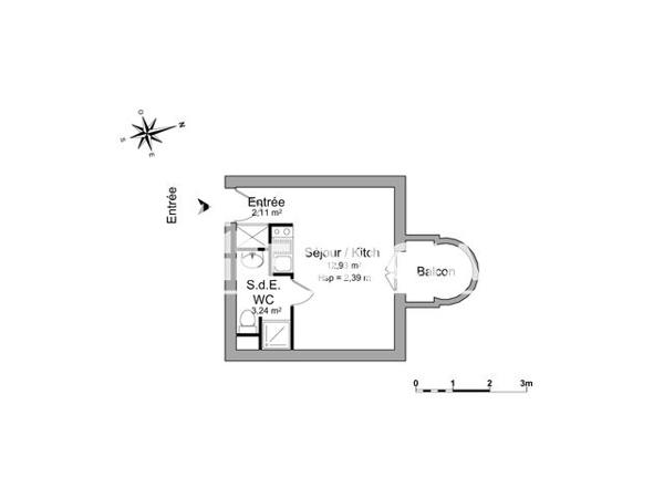 Location Studio 18.28 m² - 3 PLACE OLIVIER DELOURME Vannes 56000