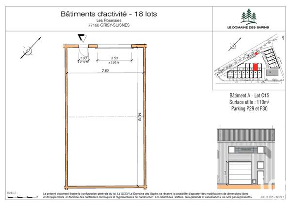 Local d’activité à vendre 110 m² Grisy-Suisnes