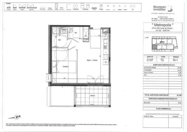 Appartement 2 pièces                                        - 44120 Vertou Réf : 12077