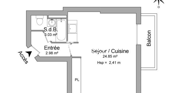 Location Studio 30.86 m² - Lille 59000