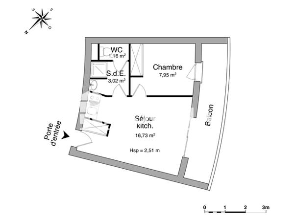 Location Appartement meublé 2 pièces 28.86 m² - AVENUE JEAN MONNET La Rochelle 17000