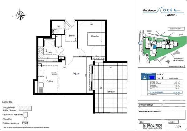 appartement à vendre  2 pièces - 45,30 m2 ARZON - 56