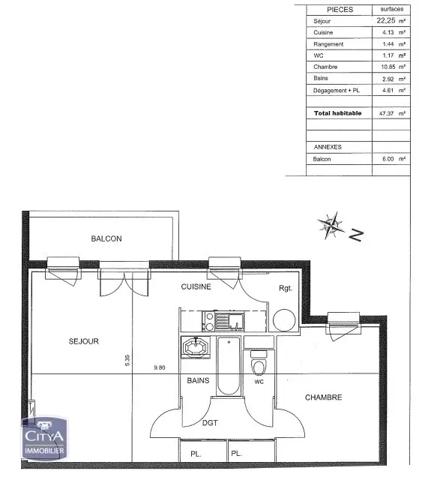 Appartement à vendre 2 pièces 47.37m² Sains-en-Gohelle (62114)