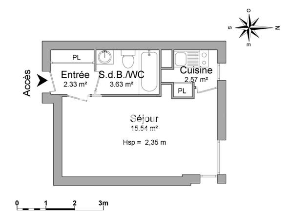 Location Studio 24.07 m² - 87 CHEMIN DE LA SALADE PONSAN Toulouse 31400