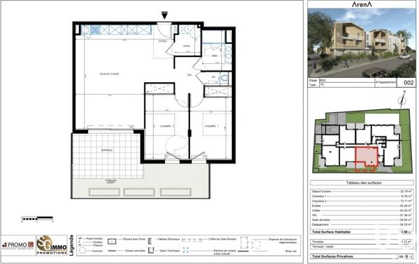 Appartement 3 pièces de 76 m² à Béziers (34500)