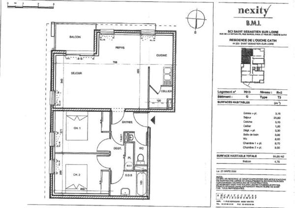 Appartement t3 avec parkings et cave