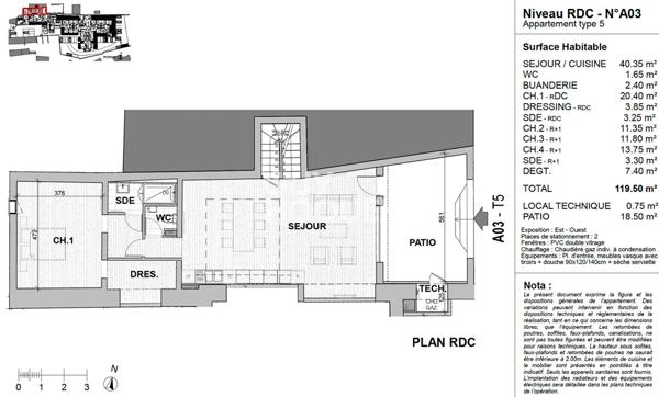 Grand Duplex T5 de 119,50 m² dans Résidence de Standing