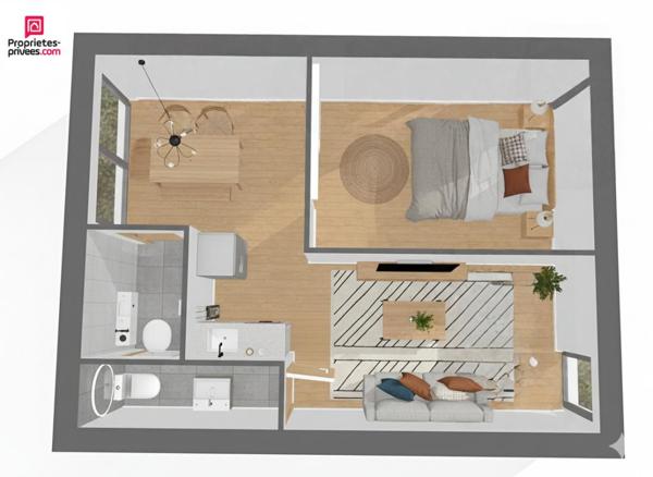 APPt T2 de 30,5 m² AVEC ACCÈS DIRECT À LA MER ET PARKING PRIVATIF