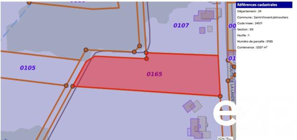 Superbe terrain de 5337 m², 1909 m² constructible, au calme.