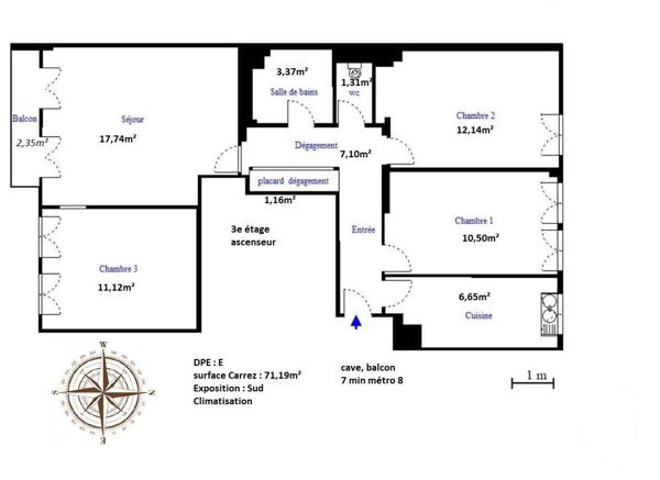 Appartement F4 à vendre  4 pièces - 71,09 m2 ST MAURICE - 94