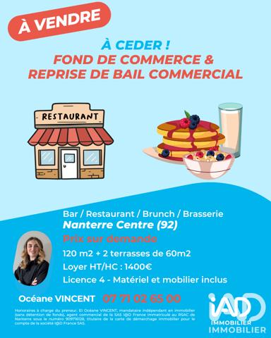 Restaurant à vendre 120 m² Nanterre