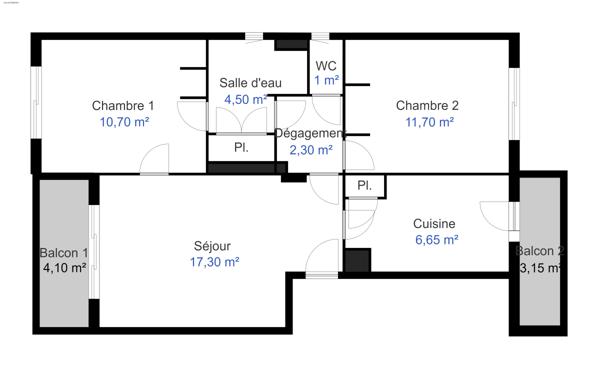 Appartement
         3 pièces
        - 63 m² 274 000 € *