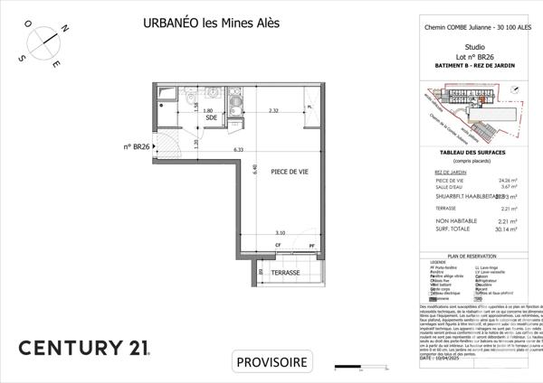 Appartement Studio à vendre  1 pièce - 27,96 m2 ALES - 30