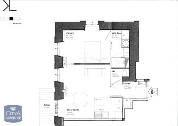 Appartement à louer 2 pièces 44.8m²