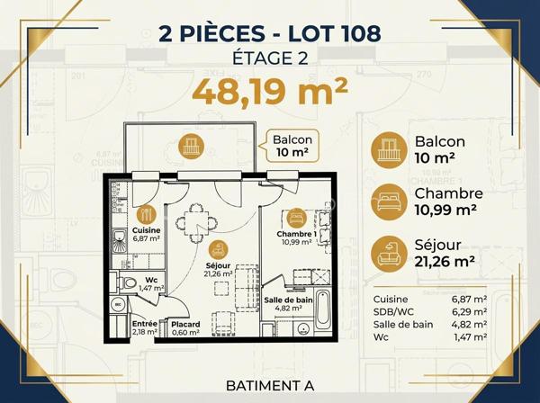 Situé dans une résidence très calme, charmant 2 pièces de 48m² occupé par un locataire jusqu'en novembre 2027
L'appartement a été acheté sous la Loi Robien, loyé plafonné Zone B2

Il se compose d'une entrée avec un wc, d'un grand salon, d'un cuisine équipée, d'une chambre et d'une salle de bain.
Une terrasse ainsi qu'une place de parking viennent compléter ce lot
Locataire en place depuis Novembre 2024, montant du loyer + charges = 677€