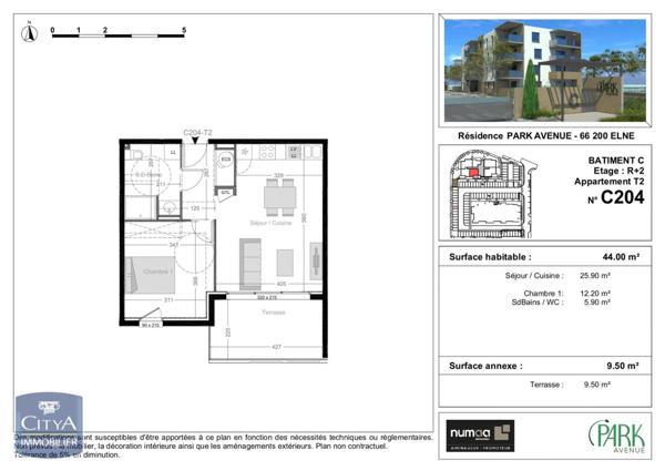 Location appartement Elne (66200) 2 pièces 44m²