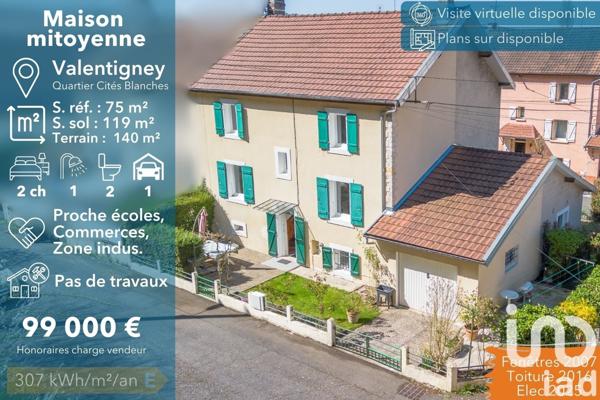 Maison 3 pièces de 75 m² à Valentigney (25700)