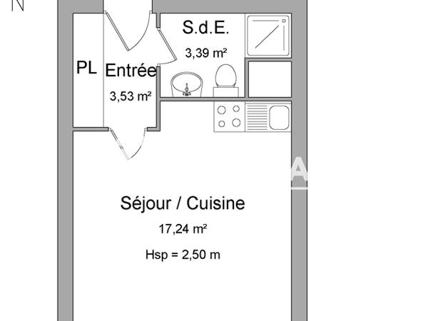 Location Studio 24.16 m² - 2-4-6 RUE DU MARECHAL JUIN Montigny Les Metz 57950