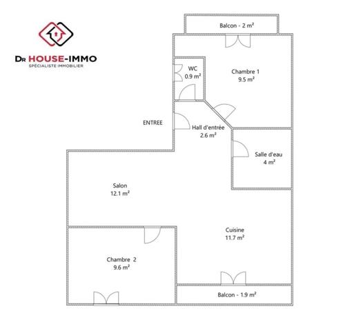 Appartement à vendre 3 pièces de 50 m²