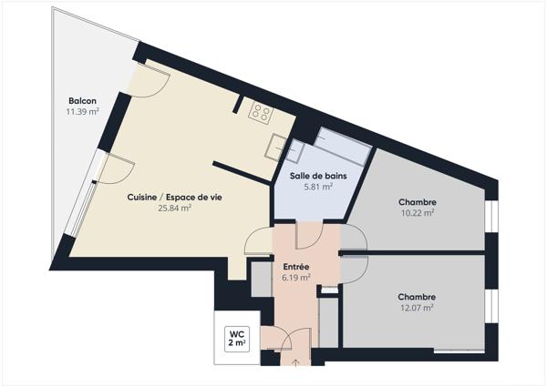 Appartement F3 à vendre  3 pièces - 65 m2 BAGNEUX - 92