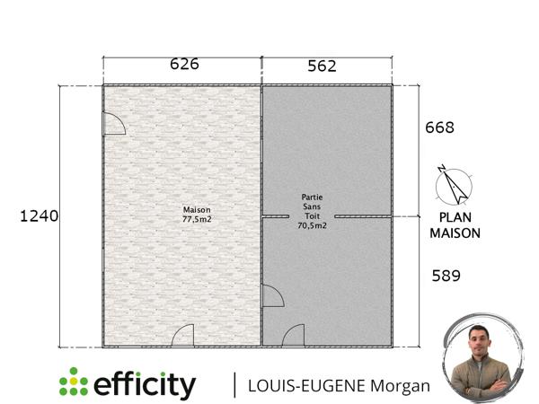 Maison 2 pièces - 78 m² Exclusivité efficity
