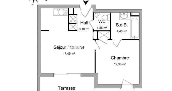Location Appartement 2 pièces 39.15 m² - Saint-priest-en-jarez 42270