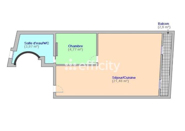 Appartement 2 pièces - 31 m² Exclusivité efficity