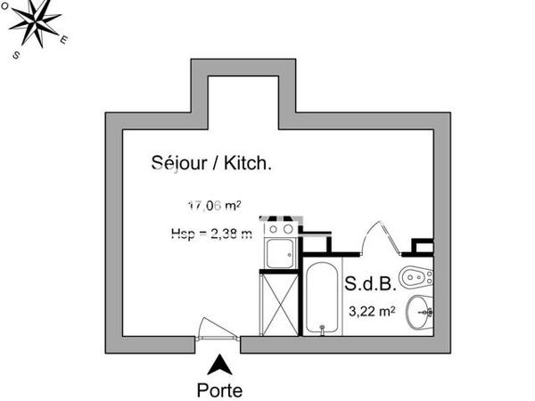 Location Studio 20.28 m² - 1 ALLEE DE L'ILE MEABAN Vannes 56000