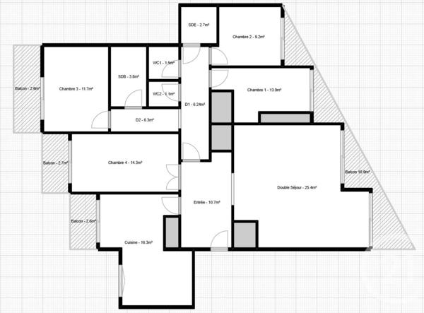 Appartement F5 à vendre  5 pièces - 123 m 2   PARIS  - 75013