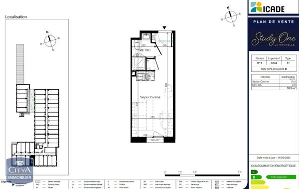 Appartement à louer 1 pièce 18.3m² La Rochelle (17000)