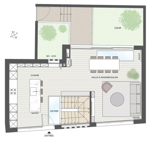 maison T6 neuve entièrement réhabilitée à vendre PARIS 19e, surface habitable 101.02 m2 (pondérée 109.02 m2).
