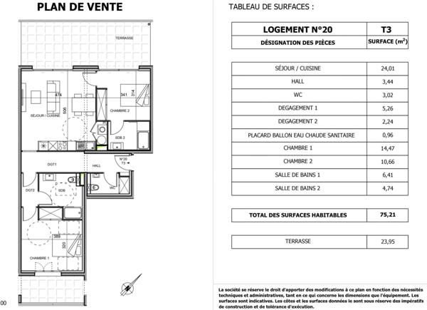 A VENDRE - RIVE SUD - PIETROSELLA (20) - Appartement de 75m2 de 3 pièces avec terrasse