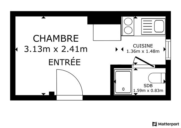 Appartement Paris 1 pièce(s) 10,50 m2