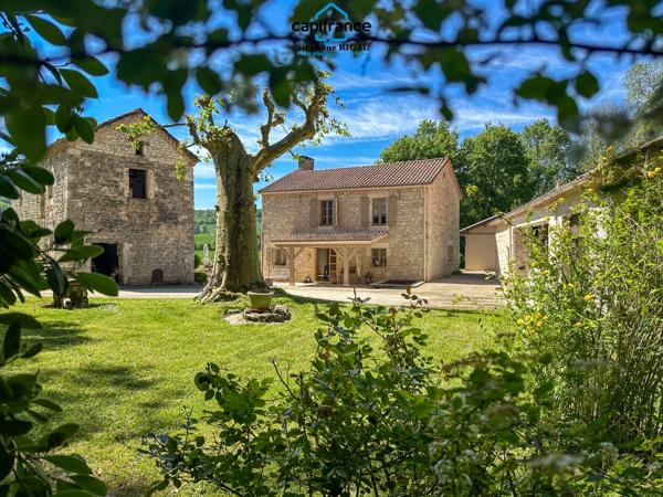 Propriete à vendre 6 pièces proche de MONTCUQ (46), moulin et dépendances sur terrain de 1,67 ha