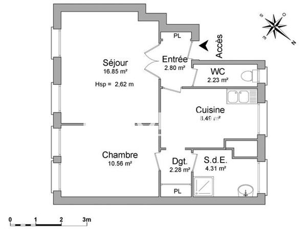 Location Appartement 2 pièces 47.5 m² - 15 RUE DU BATONNIER GUINAUDEAU Nantes 44100