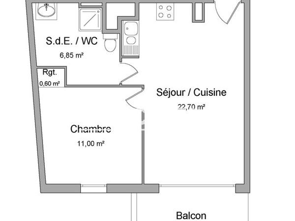 Location Appartement 2 pièces 41.65 m² - 44 A BLD HENRI BAZIN Chenove 21300