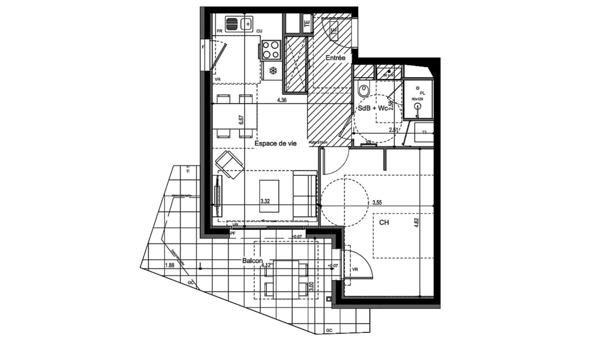 Appartement à vendre 2 pièces 46 m² Ville-la-Grand