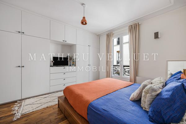 Paris 18ème — Custine / bas Montmartre, T3 lumineux et rénové de 62,40 m² Carrez, ascenseur, calme sur cour