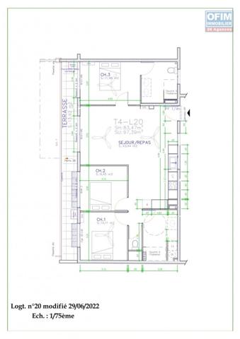 A VENDRE APPARTEMENT F4 DE 104.48 M2 AU CENTRE VILLE DE SAINT DENIS
