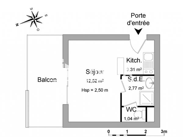 Location Studio meublé 19.64 m² - 57 AVENUE JEAN MONNET La Rochelle 17000