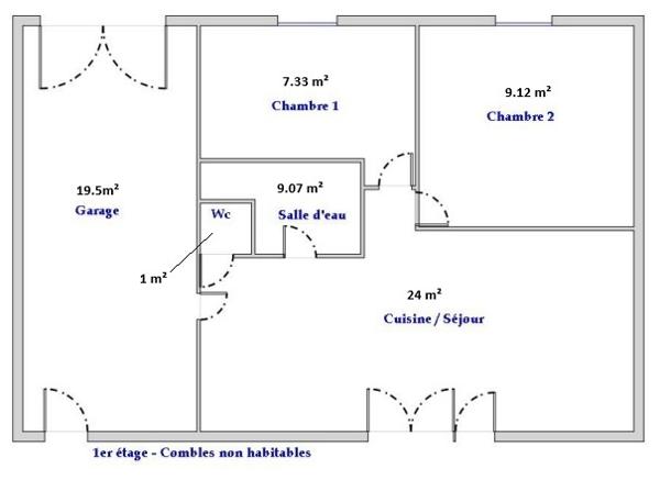 Maison 3 pièces - 46 m²