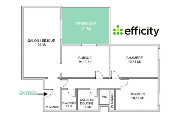 Appartement 4 pièces - 80 m² Exclusivité efficity