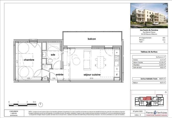 À VENDRE – T2 NEUF – 40 m² – NEUVES-MAISONS