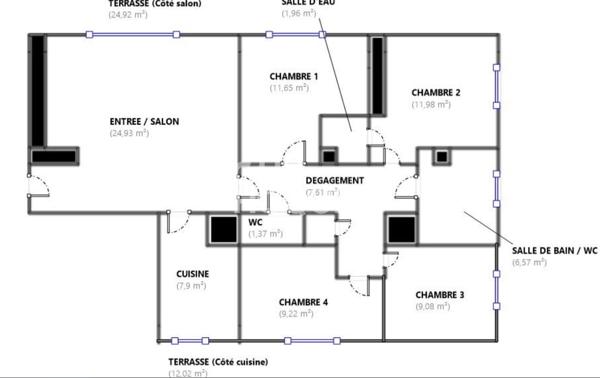 Appartement Colombes 5 pièce(s) 92.42 m2