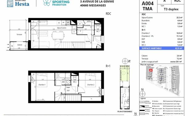 Maison à vendre    3 pièces • 62,90 m2 Messanges