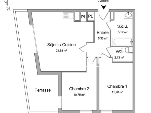 Location Appartement 3 pièces 57.99 m² - 613 BOULEVARD DE VERDUN Sete 34200