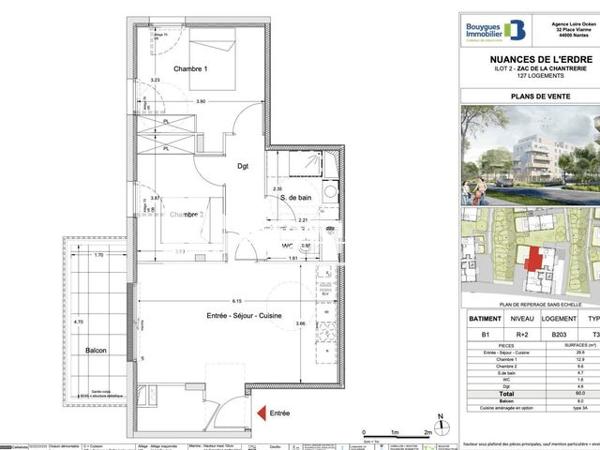 Location Appartement 3 pièces 60 m² - NUANCES DE L'ERDRE Nantes 44300