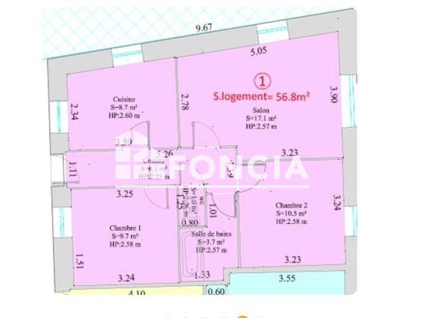 À vendre Appartement 3 pièces 56.58 m² - Attignat 01340