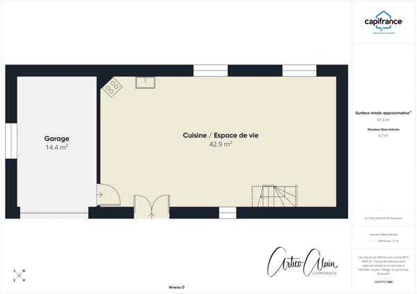 Maison à vendre 3 pièces avec extérieur et garage